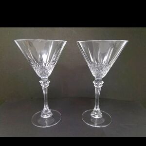 Cristal D'Arques Longchamp Martini Glasses Set Crystal Clear Cut Lot Of 2